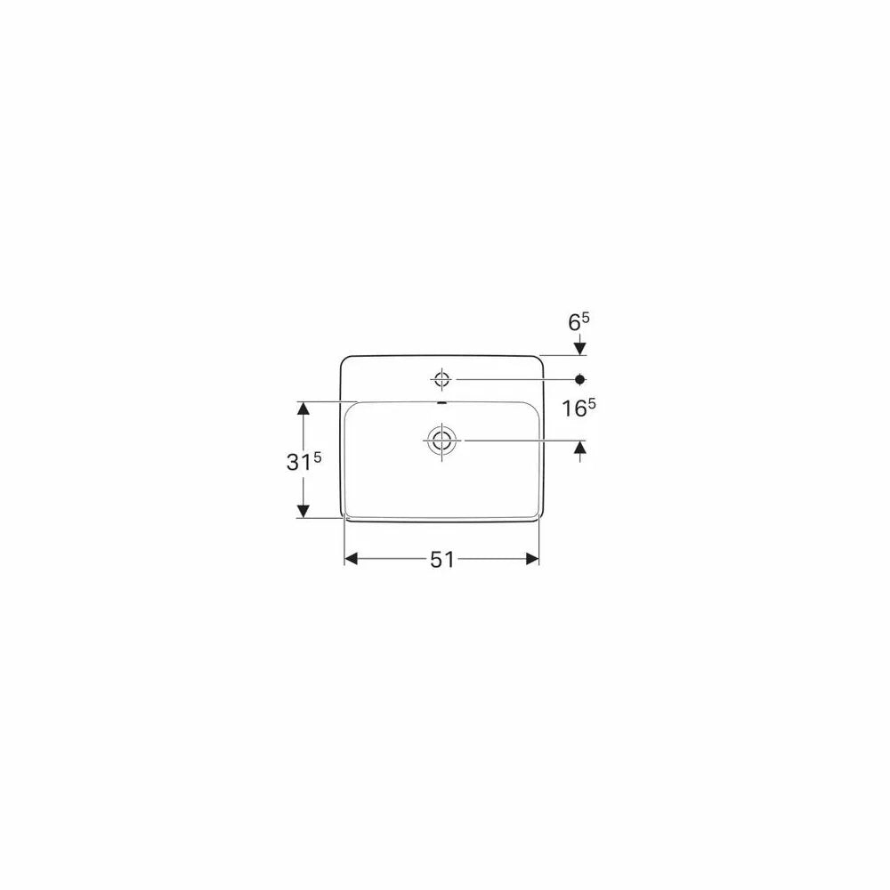 LAVOAR ÎNCORPORAT GEBERIT VARIFORM, DREPTUNGHIULAR, CU BANC CU ORIFICII DE ROBINET B-55CM,T-45CM,PREAPLIN VIZIBIL, GLAZURAT ALB