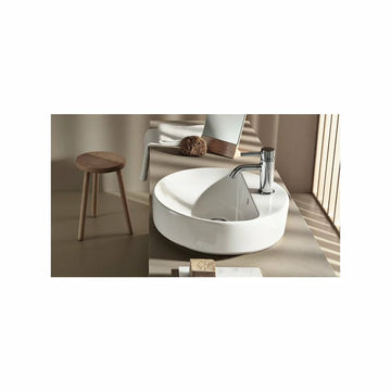 Lavoar pe blat Geberit variform, rotund, cu banc cu orificii de robinet D-45CM, preaplin vizibil, alb