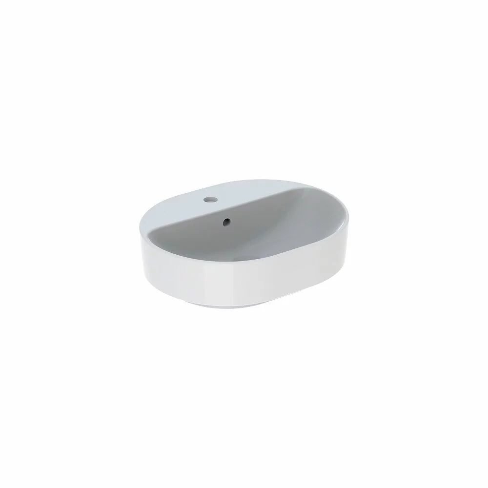 LAVOAR PE BLAT GEBERIT VARIFORM, ELIPTIC, CU BANC CU ORIFICII DE ROBINET B-50CM,T-40CM,PREAPLIN VIZIBIL, ALB