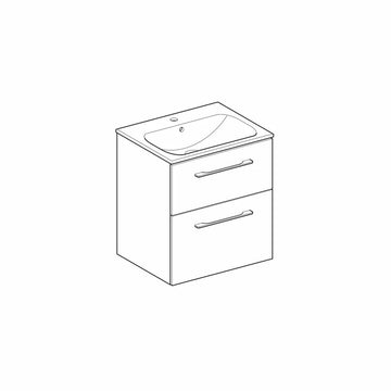 Mobilier 60 cm selnova Geberit square cu lavoar, 2 sertare, lava, nuc