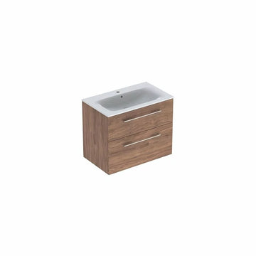 Mobilier 80 cm selnova Geberit square cu lavoar, 2 sertare, nuc american hickory, nuc