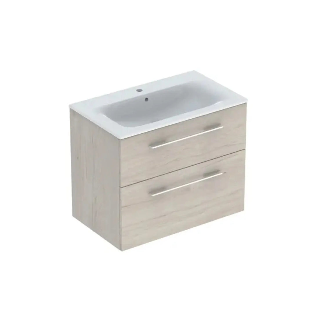 MOBILIER 80 CM SELNOVA SQUARE CU LAVOAR, DOUA SERTARE,NUC AMERICAN HICKORY DESCHIS