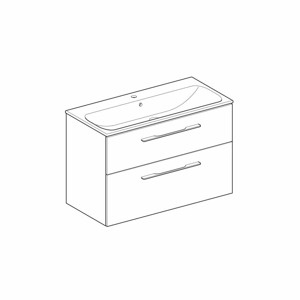 MOBILIER 100 CM SELNOVA SQUARE CU LAVOAR, DOUA SERTARE,ALB