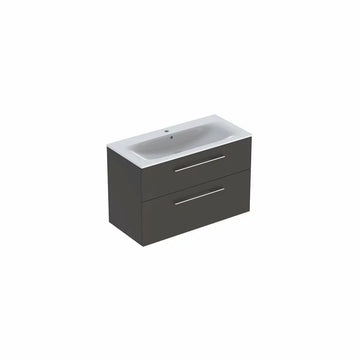 Mobilier 100 cm selnova Geberit square cu lavoar, 2 sertare, lava, nuc