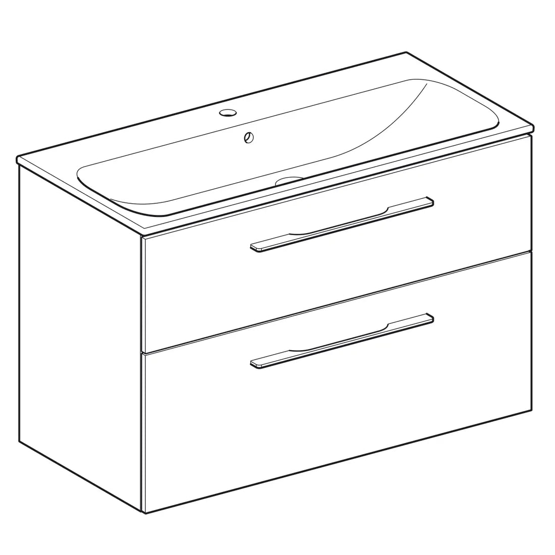 MOBILIER 100 CM SELNOVA SQUARE CU LAVOAR, DOUA SERTARE,NUC AMERICAN HICKORY