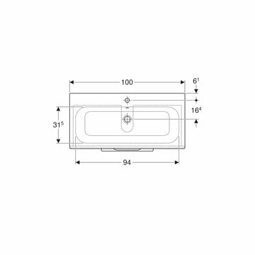 Mobilier 100 cm selnova Geberit square cu lavoar, 2 sertare, nuc american hickory deschis, nuc