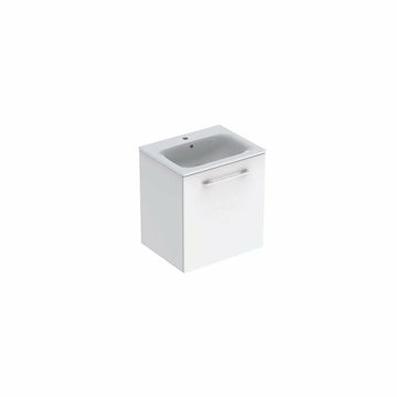 Set lavoar cu margine ingusta si mobilier selnova Geberit square cu o usa 60 alb