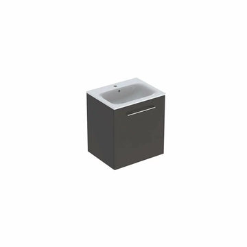 Set lavoar cu margine ingusta si mobilier selnova Geberit square cu o usa 60 lava, nuc