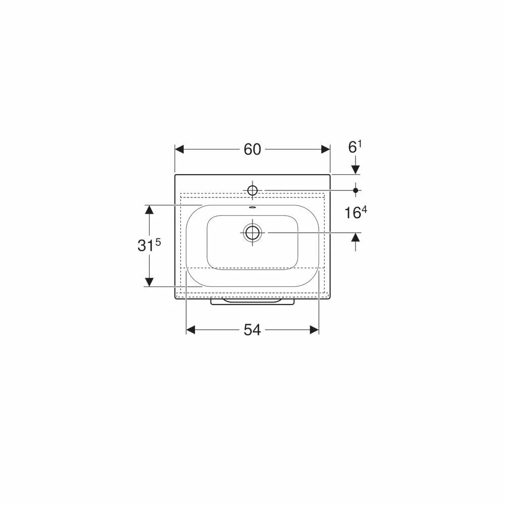 Set lavoar cu margine ingusta si mobilier Geberit Selnova square cu o usa 60 nuc american hickory deschis, nuc, 60x48 cm