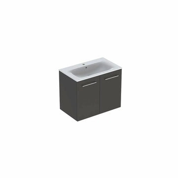 Set lavoar cu margine ingusta si mobilier selnova Geberit square cu 2 usi 80  lava, nuc