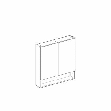 Dulap cu oglinda 80 cm selnova Geberit square cu 2 usi, nuc american hickory deschis, nuc