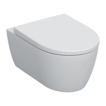 Set vas WC suspendat icon Geberit , spalare vericala, forma inchisa, rimfree, cu capac soft close quick-release, fixare de sus