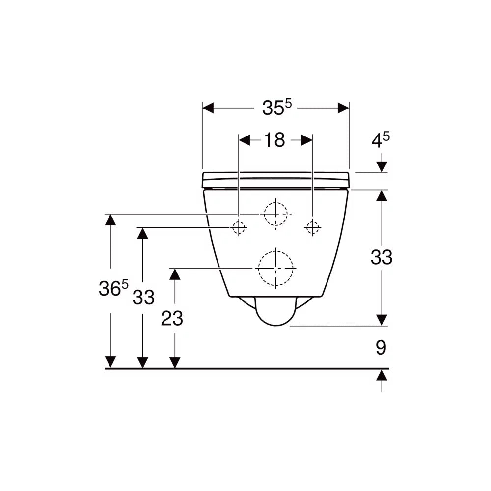 Set vas WC suspendat Geberit Smyle square, cu functie de bideu, spalare verticala, forma închisa, rimfree, cu capac WC, partea de deasupra suprapusa, alb
