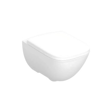 Set vas WC suspendat selnova Geberit square premium, spalare verticala, forma închisa, rimfree, cu capac WC, alb lucios