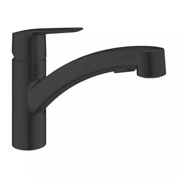 Baterie bucatarie start, Grohe dus extractibil, negru mat