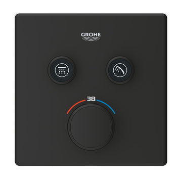 Ornament patrat smart Grohe control termostatat 2 valve phantom black