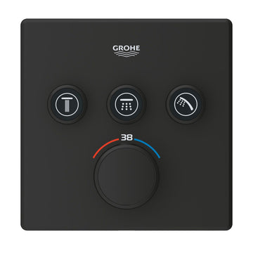 Ornament patrat smart Grohe control termostatat 3 valve phantom black