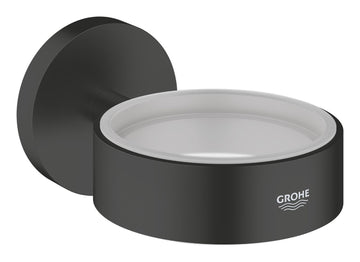 Suport pahar/sapuniera/dozator essentials Grohe nou matte black, crom lucios