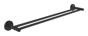 Suport prosop bara dublu essentials Grohe 600 mm nou matt black, crom lucios
