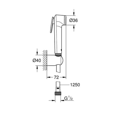 Set de dus trigger Grohe spray 30, cu para dus, furtun 1.25 si porter matte black, crom lucios