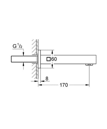 Pipa cada eurocube Grohe crom