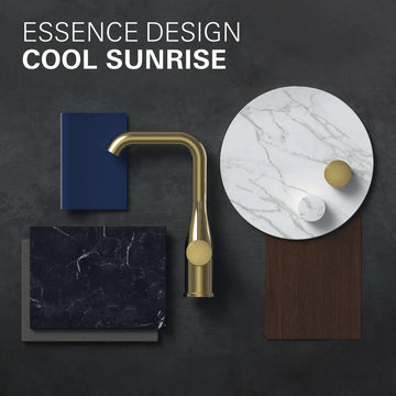 Ornament baterie lavoar essence Grohe cu 2 gauri new 201 mm brushed cool sunrise, auriu