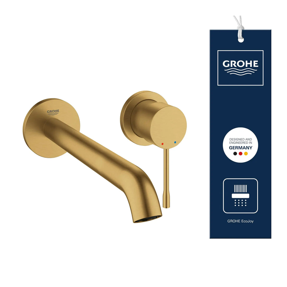 Ornament baterie lavoar Grohe Essence cu 2 gauri new 201 mm brushed cool sunrise, auriu