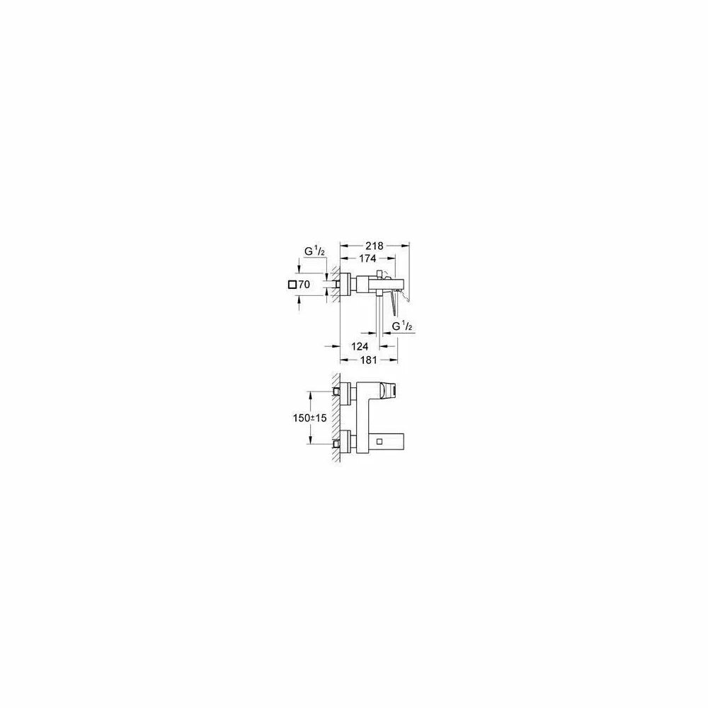 Baterie cada Grohe Eurocube fara furtun si para