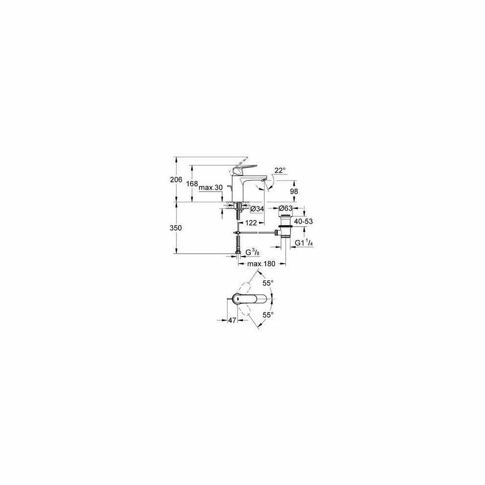 Baterie lavoar Grohe Eurosmart cosmopolitan M-Size, crom lucios