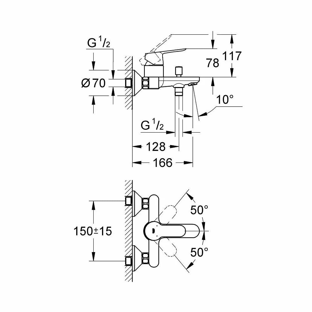 Baterie cada Grohe Bau Edge