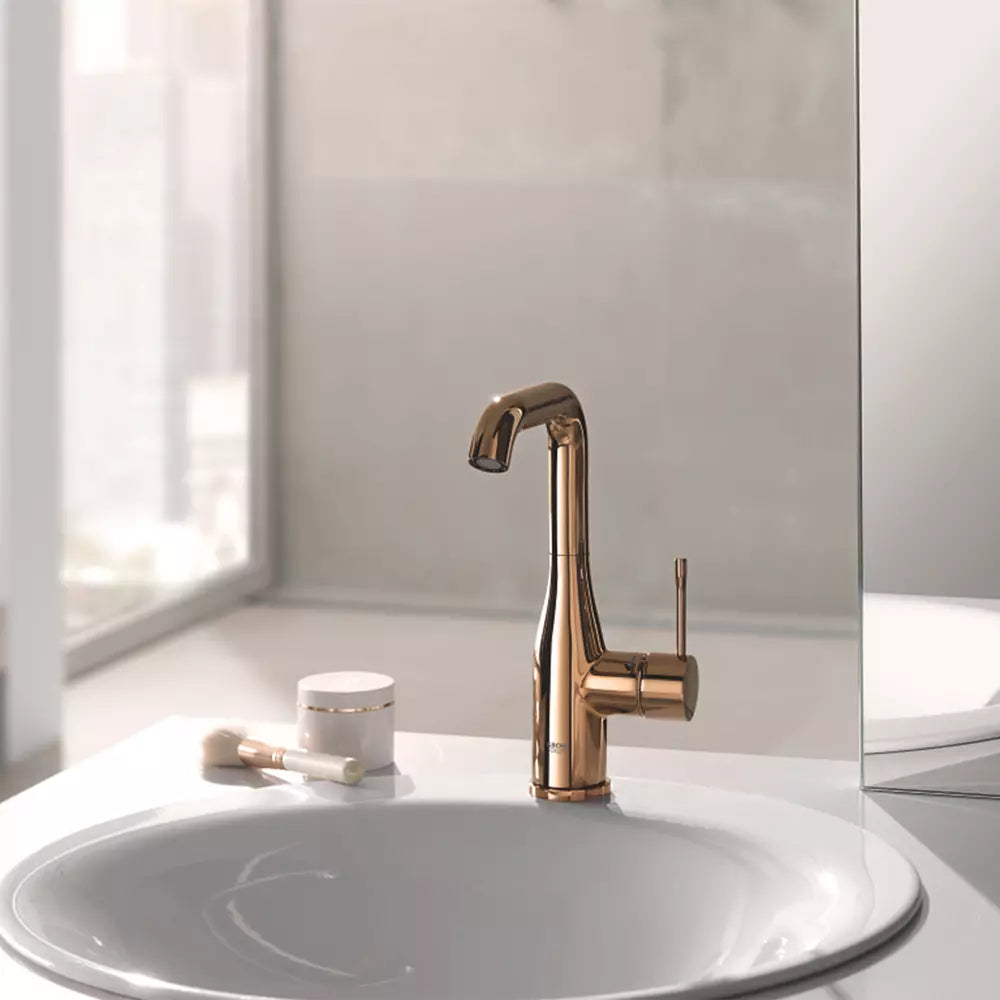 Baterie lavoar Grohe Essence New M-Size cool sunrise, auriu, 3/8'', pivotanta