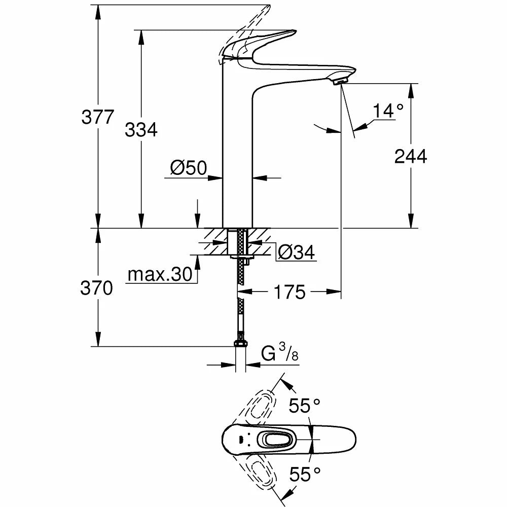 Baterie lavoar Grohe Eurostyle XL-Size, moon white