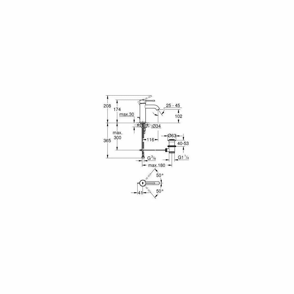 Baterie lavoar Grohe Essence New S-Size 28MM, otel