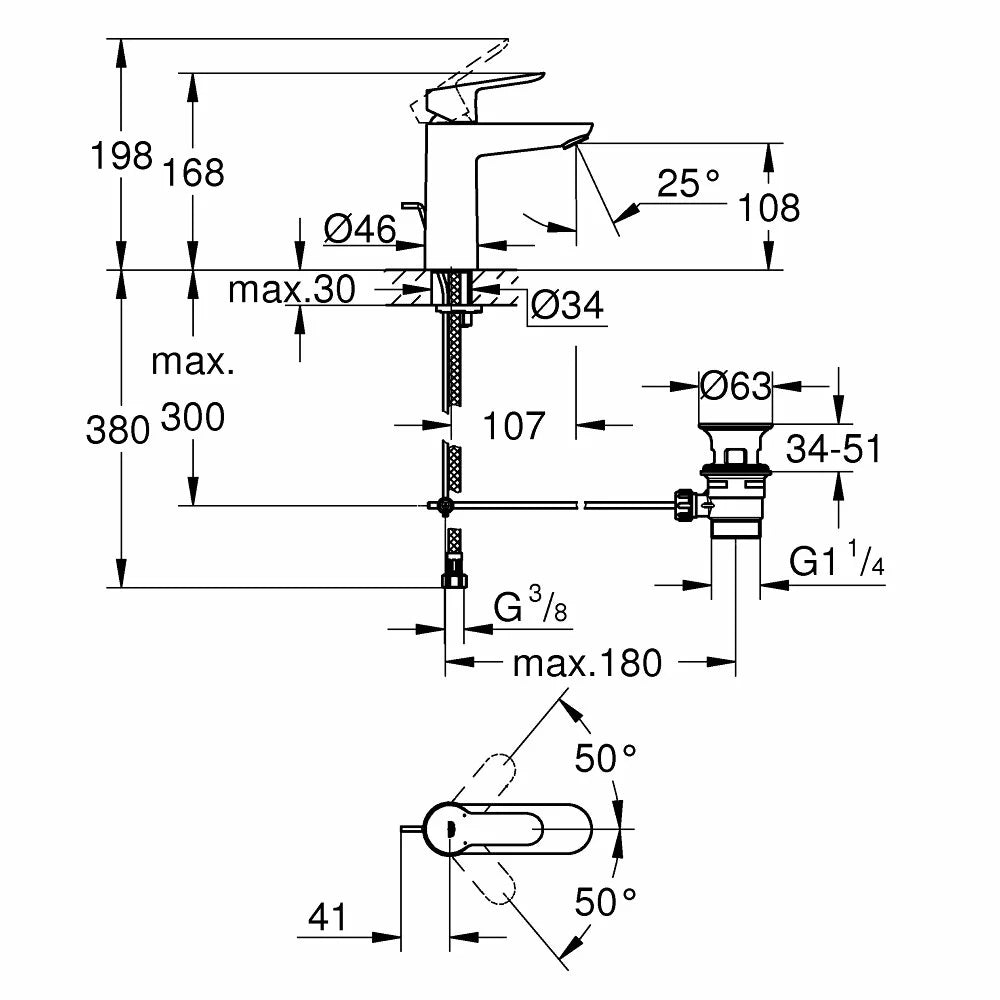 Baterie lavoar Grohe Bau Edge M-Size