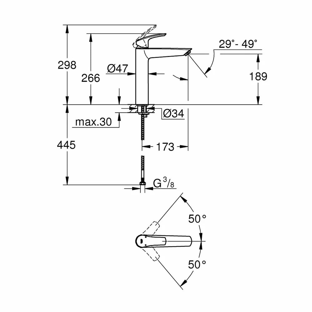 Baterie lavoar Grohe Eurosmart XL-Size new