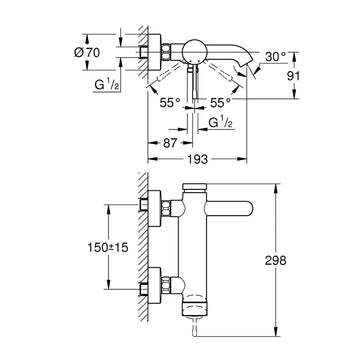 Baterie cada essence Grohe new negru mat