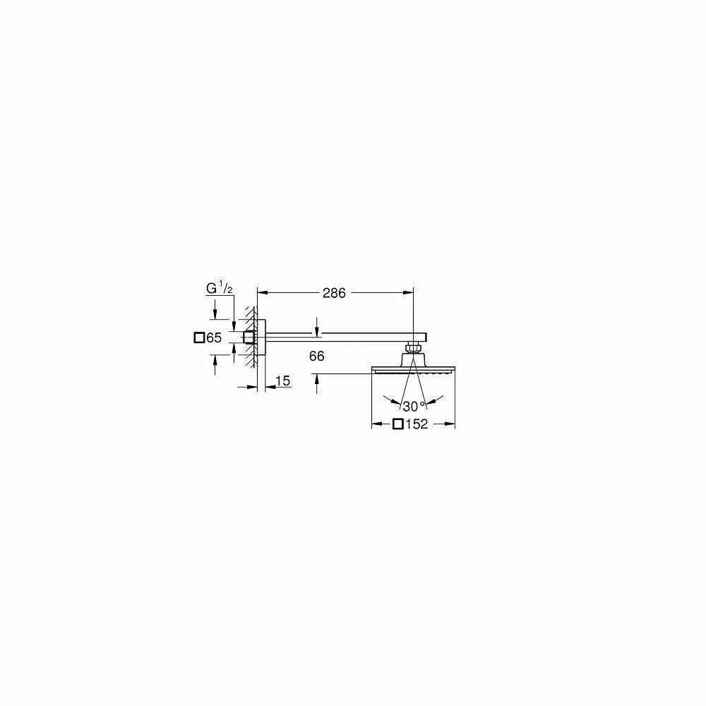 Para dus Grohe Euphoria cube 150 , cu brat lateral 286 mm, 1/2'', universal