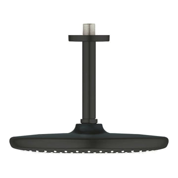 Cap dus tempesta Grohe 250 mono rotund 9.5 l cu brat dus 142 mm, montaj din tavan matte black