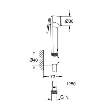 Set de dus trigger Grohe spray 30, cu para dus 27512001, furtun 1.25 si porter brushed hard graphite, crom lucios