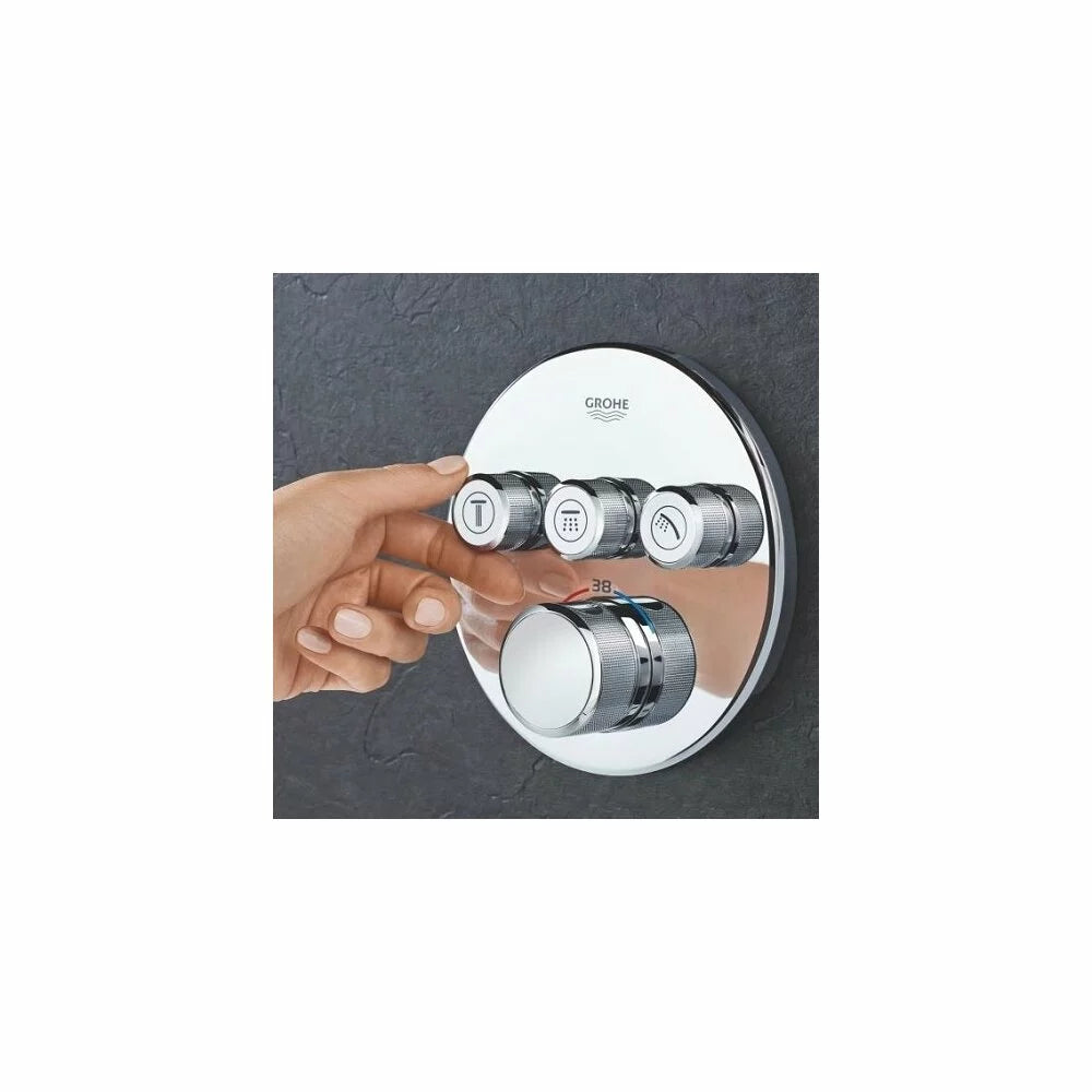 Ornament rotund Grohe Smart Control termostatat 3 valve crom, necesita corp ingropat