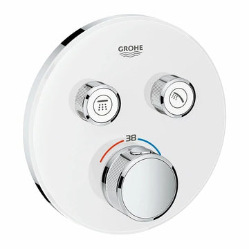 Ornament rotund smart Grohe control termostatat 2 valve crom-alb