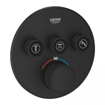 Ornament rotund smart Grohe control termostatat 3 valve negru mat