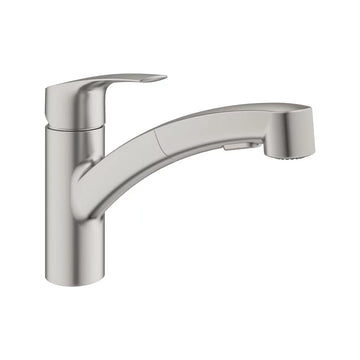 Baterie bucatarie eurosmart Grohe new cu pipa extractibila supersteel, crom mat