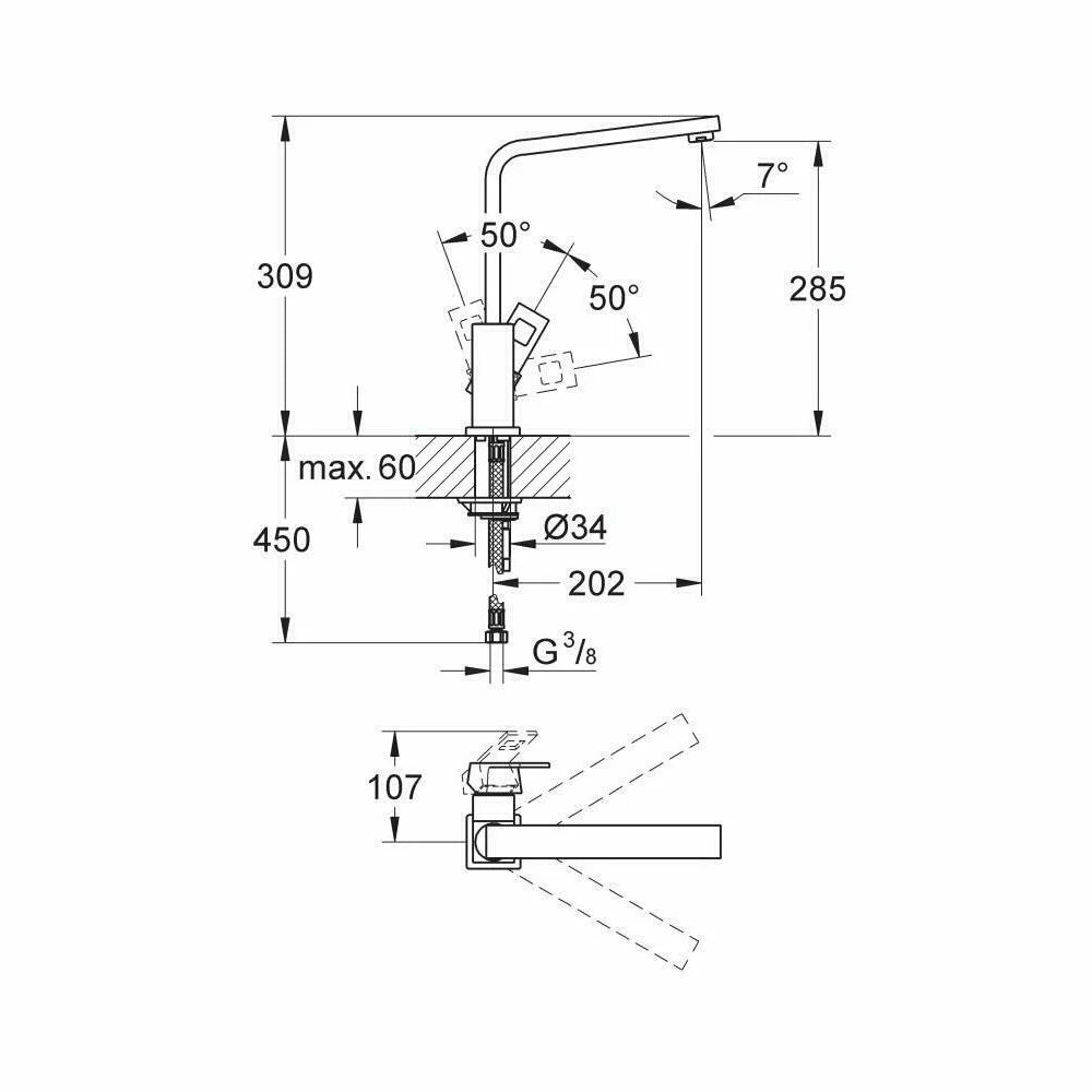 Baterie bucatarie Grohe Eurocube