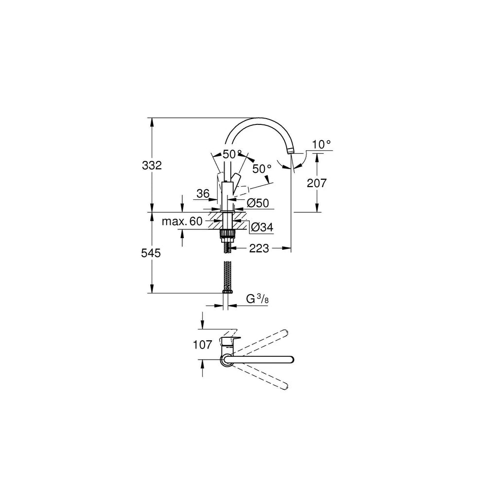 Baterie bucatarie Grohe Bau Edge new