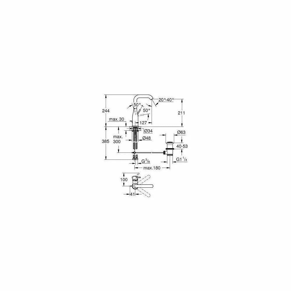 Baterie lavoar Grohe Essence New L-Size, otel, pivotanta