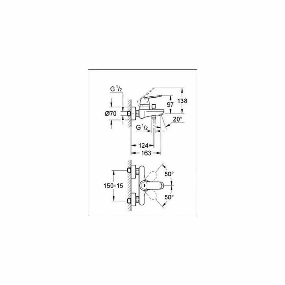 Baterie cada Grohe Eurosmart cosmopolitan, crom lucios