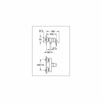 Baterie dus eurosmart Grohe cosmopolitan, crom lucios