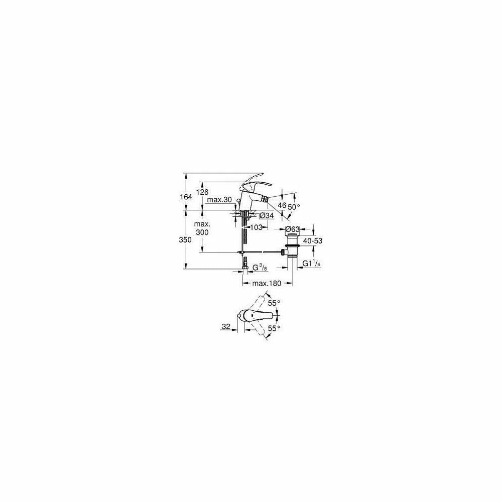 Baterie bideu Grohe Eurosmart S-Size, 3/8'', monocomanda