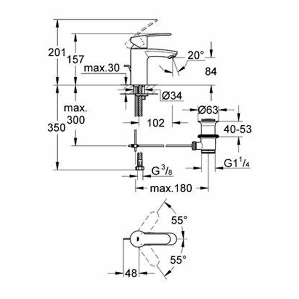 Baterie lavoar Grohe Eurostyle cosmo S-Size cu limitator de debit